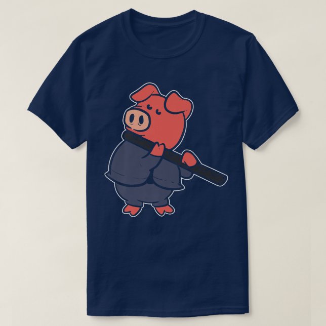 Pig Playing Flute Animal Lover Premium  T-Shirt (Design Front)