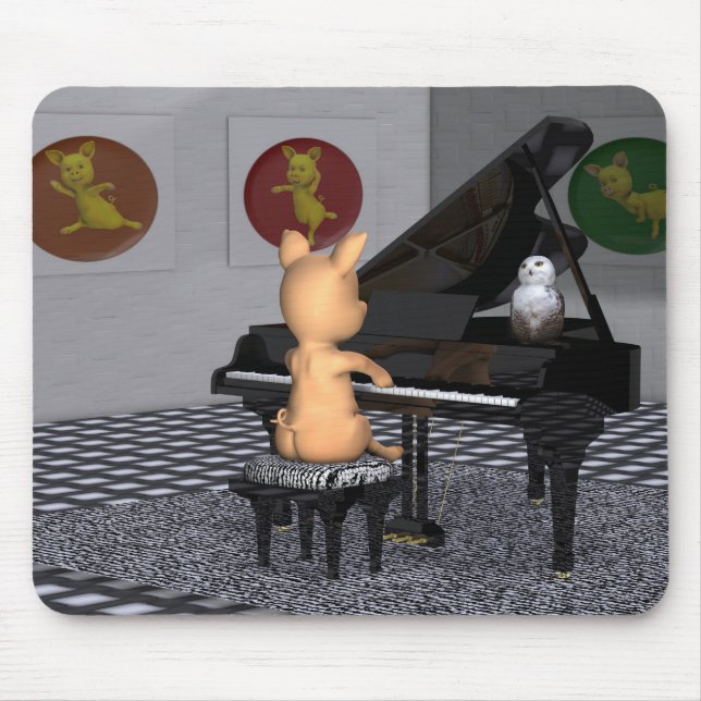 Pig Playing Grand Piano Mouse Pad (Front)
