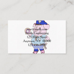 Pig policeman eating a donut   choose back color business card