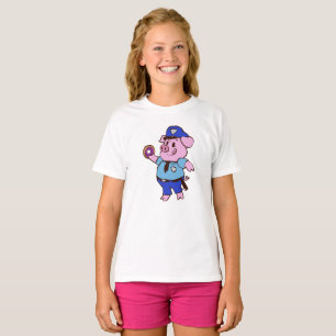 Pig policeman eating a doughnut   choose back colo T-Shirt