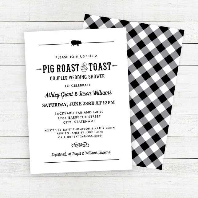 Pig Roast and Toast Black Couples Wedding Shower Invitation (Creator Uploaded)