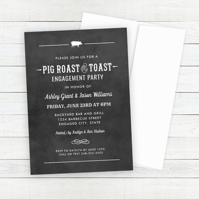 Pig Roast and Toast Chalkboard Wedding Engagement Invitation (Creator Uploaded)
