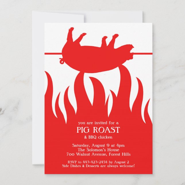 Pig Roast BBQ Flat Invitation (Front)