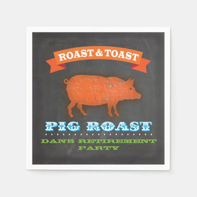 Pig Roast Chalkboard Cocktail Napkin (Front)