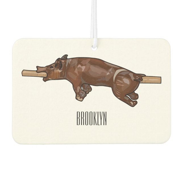Pig roast / hog roast cartoon illustration air freshener (Front)