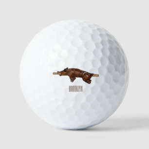 Pig roast / hog roast cartoon illustration golf balls