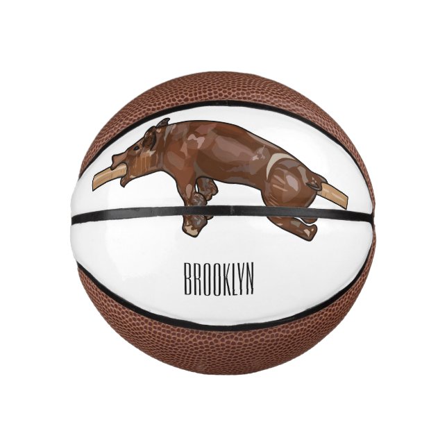 Pig roast / hog roast cartoon illustration mini basketball (Front)