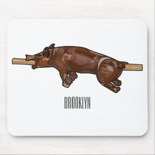 Pig roast / hog roast cartoon illustration mouse pad