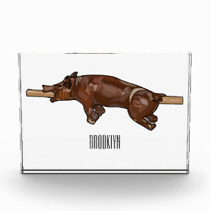 Pig roast / hog roast cartoon illustration photo block