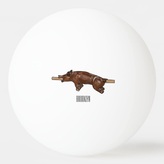 Pig roast / hog roast cartoon illustration ping pong ball (Front)