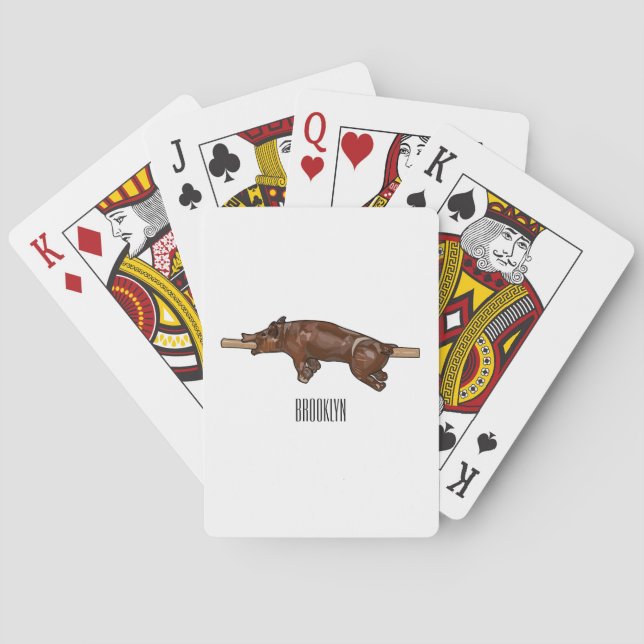 Pig roast / hog roast cartoon illustration playing cards (Back)