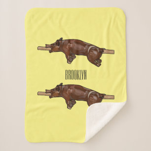 Pig roast / hog roast cartoon illustration sherpa blanket