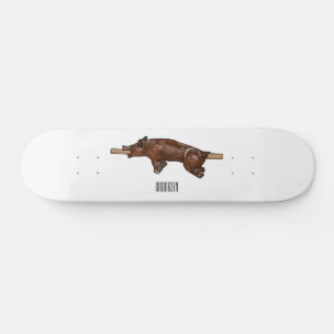 Pig roast / hog roast cartoon illustration skateboard