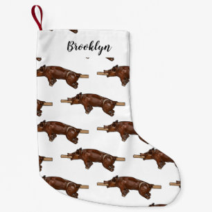 Pig roast / hog roast cartoon illustration small christmas stocking