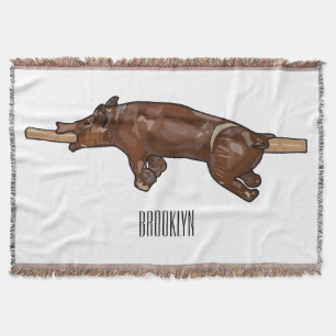 Pig roast / hog roast cartoon illustration throw blanket