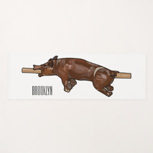 Pig roast / hog roast cartoon illustration yoga mat