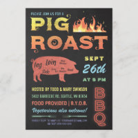 Pig Roast Invitations | BBQ Chalkboard Colour