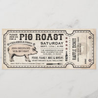 Pig Roast Ticket Invitations with Raffle Ticket v1