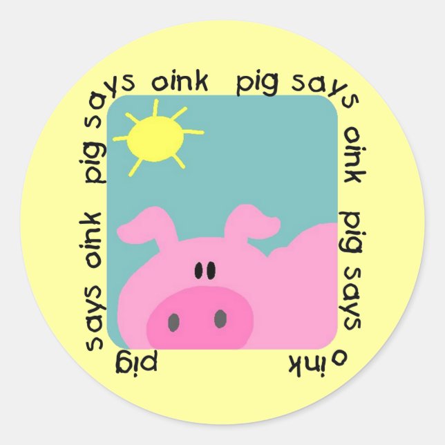 Pig Says Oink T-shirts and Gifts Classic Round Sticker (Front)