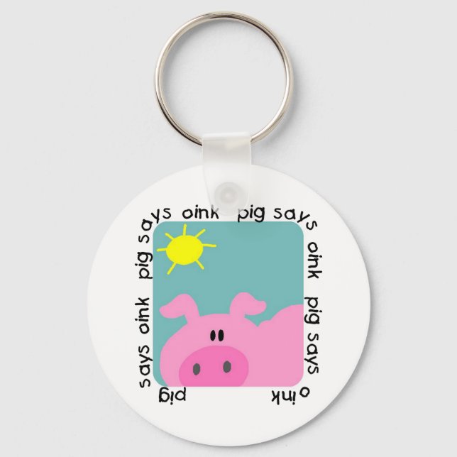 Pig Says Oink T-shirts and Gifts Keychain (Front)