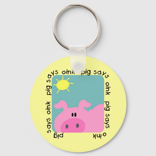 Pig Says Oink Tshirts and Gifts Keychain (Front)