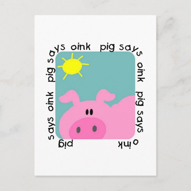 Pig Says Oink Tshirts and Gifts Postcard (Front)