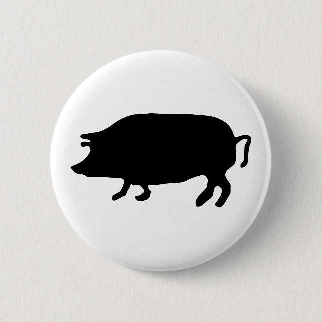 Pig Silhouette 2 Inch Round Button (Front)