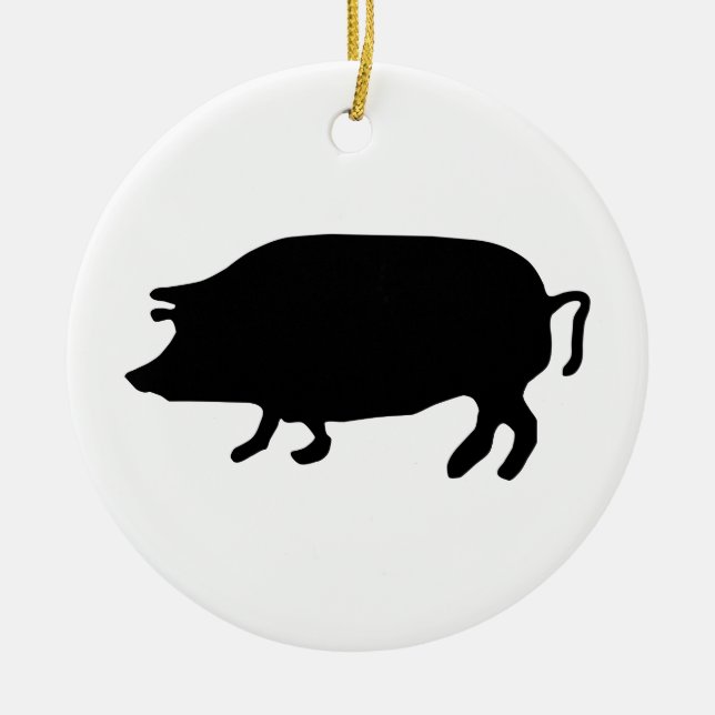 Pig Silhouette Ceramic Ornament (Front)