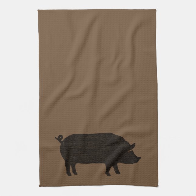 Pig Silhouette Kitchen Towel (Vertical)