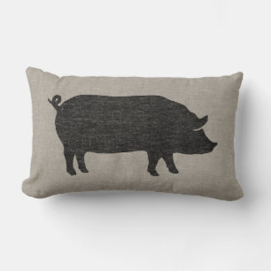 Pig Silhouette Lumbar Pillow