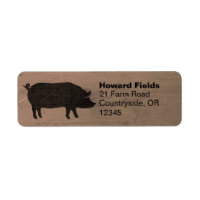 Pig Silhouette Rustic Return Address Labels
