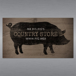 Pig Silhouette Rustic Style Magnetic Business Card