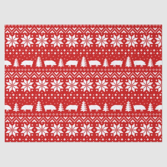 Pig Silhouettes Christmas Pattern Tissue Paper (Front)