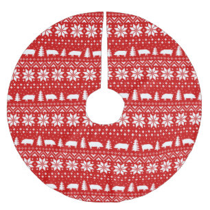Pig Silhouettes Christmas Sweater Pattern Brushed Polyester Tree Skirt