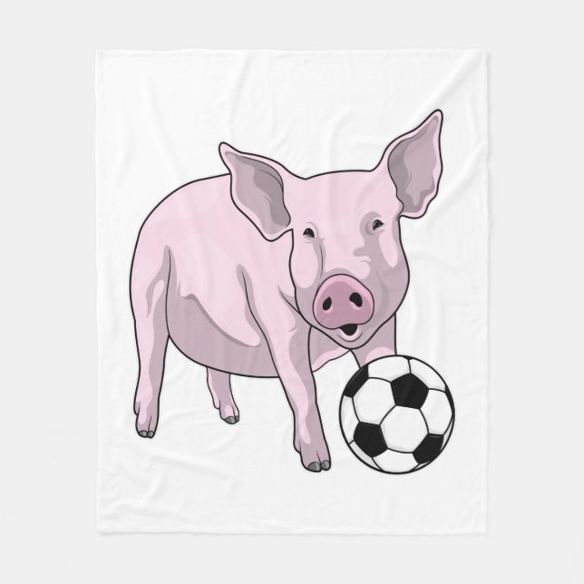 Pig Soccer player Soccer Fleece Blanket (Front)