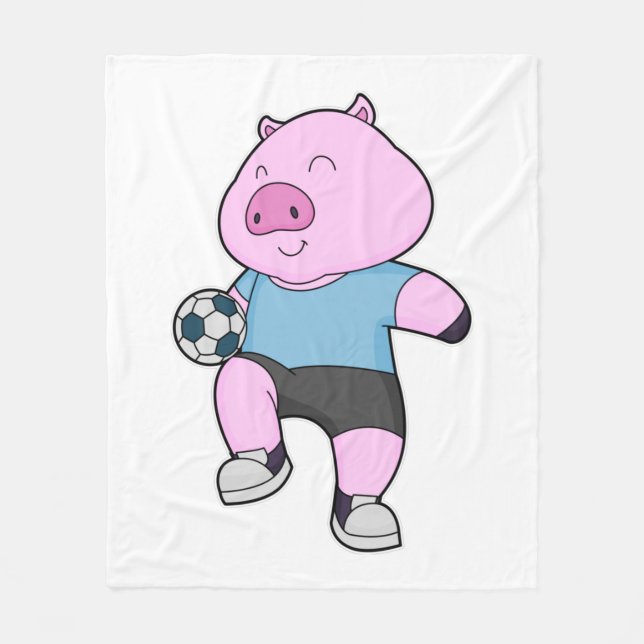 Pig Soccer player Soccer Fleece Blanket (Front)