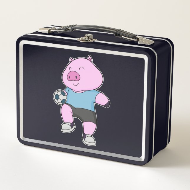 Pig Soccer player Soccer Metal Lunch Box (Front)