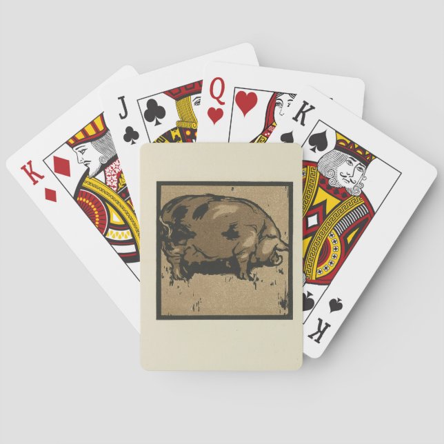 Pig - Square Animals Illustration Playing Cards (Back)
