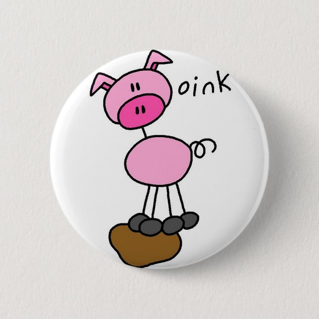Pig Stick Figure Button (Front)