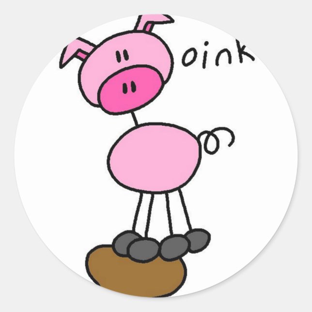 Pig Stick Figure Sticker (Front)