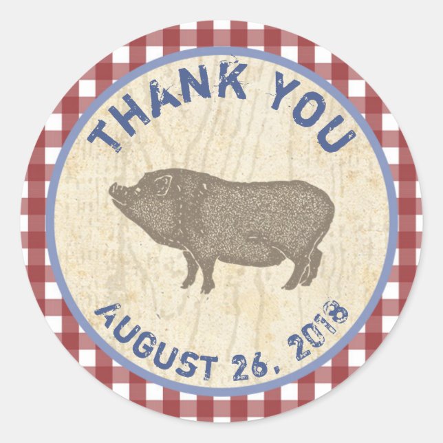 Pig Thank You Favour Sticker for Hog Roast Barbequ (Front)