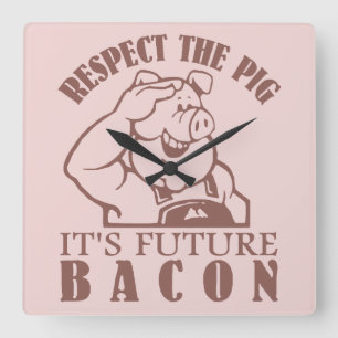 PIG TO BACON custom colour wall clock