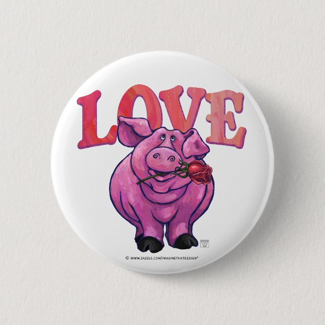 Pig Valentine's Day 2 Inch Round Button (Front)