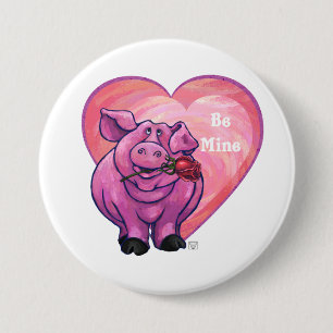 Pig Valentine's Day 3 Inch Round Button