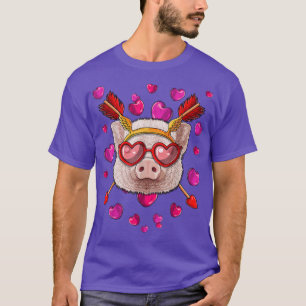 Pig Valentines Day Animal Face Heart Glass Love Ar T-Shirt
