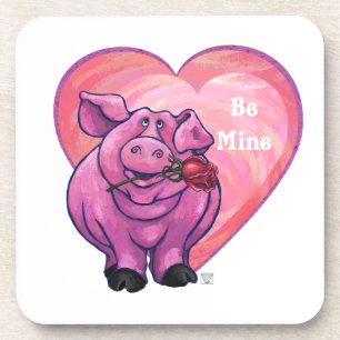Pig Valentine's Day Coaster