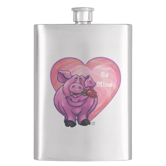 Pig Valentine's Day Hip Flask (Front)
