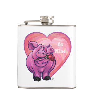 Pig Valentine's Day Hip Flask