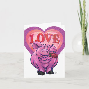 Pig Valentine's Day Holiday Card