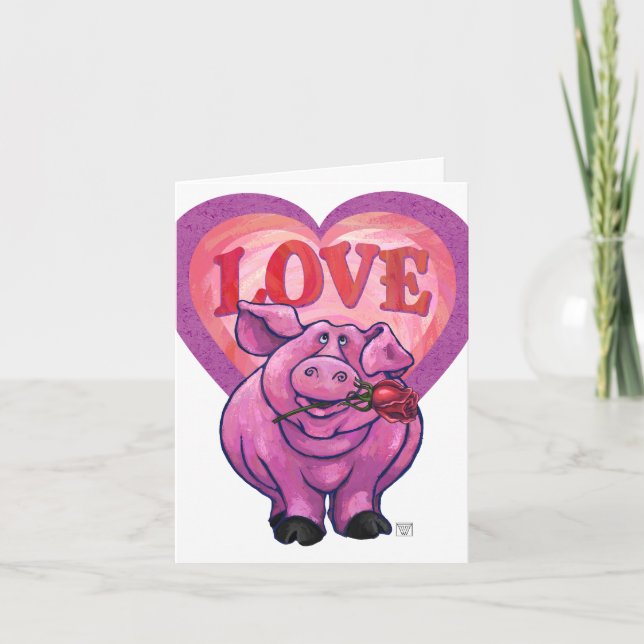 Pig Valentine's Day Holiday Card (Front)